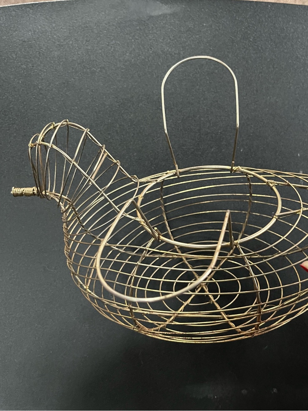 Gold Wire Chicken Basket egg holder. Vintage. Wing handles.